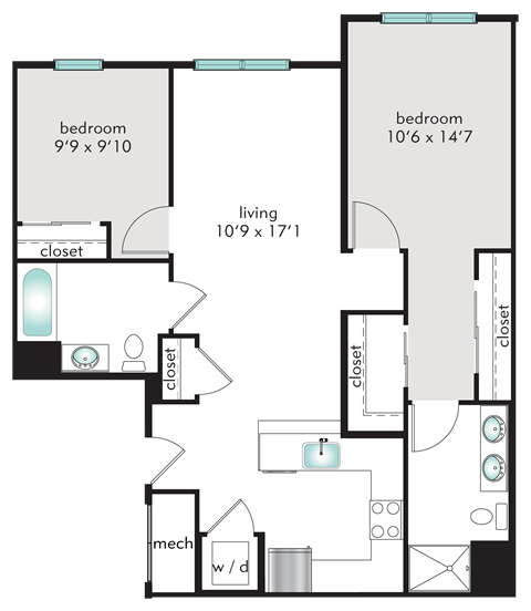 2A Floor Plan at The Tannery, Glastonbury, 06033